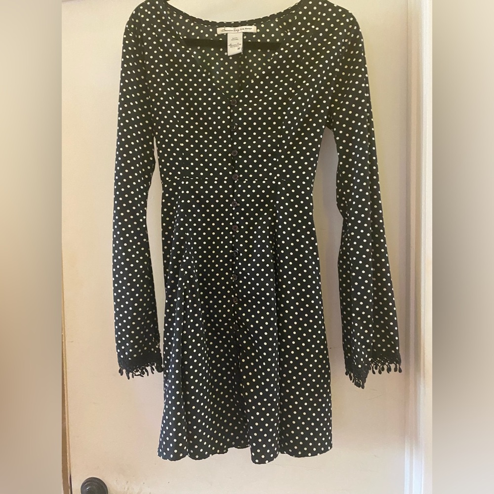 American Rag Black and White Polka Dot Blouse - Picture 1 of 5